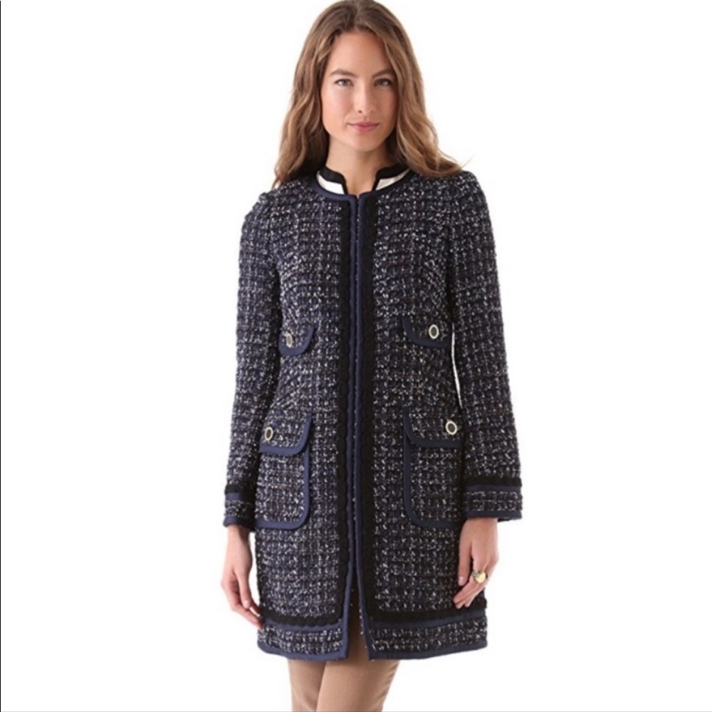Tory Burch Annabelle Tweed Wool Coat Size 6